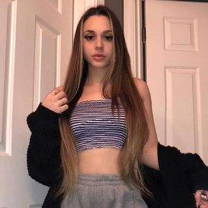 Cute Blue and White Stripped Tube Top